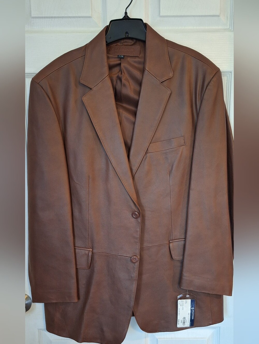 Stafford Essentials Men’s Genuine Leather Blazer Cognac Large NWT